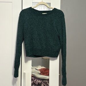 Altar'd State Deep Teal Cropped Crew Neck Sweater